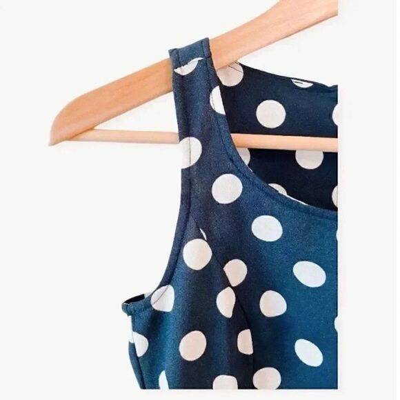Divided H&M Navy and White Sleeveless Polka Dot Dress SZ 2 - Picture 3 of 3